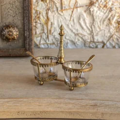 Astor Gold Salt Cellar with Spoons