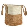 Boho Chic Basket Natural Cotton and Jute with Handles