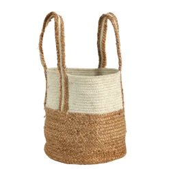 Boho Chic Basket Natural Cotton and Jute with Handles