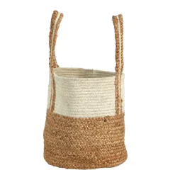 Boho Chic Basket Natural Cotton and Jute with Handles