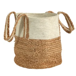 Boho Chic Basket Natural Cotton and Jute with Handles