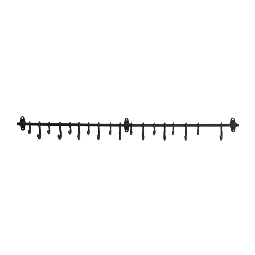 Forged Metal Wall Rod with Hooks