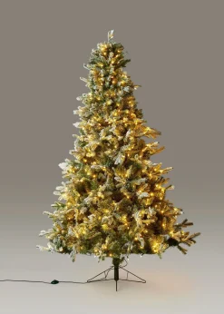 Frosted Pine Christmas Tree with Pre-Lit LED White Lights