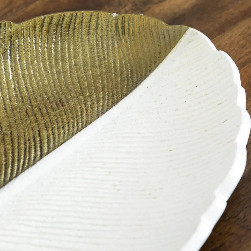 Gold and White Leaf Decorative Accent