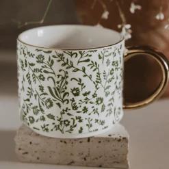 Green Ditzy Floral 14 oz Mug