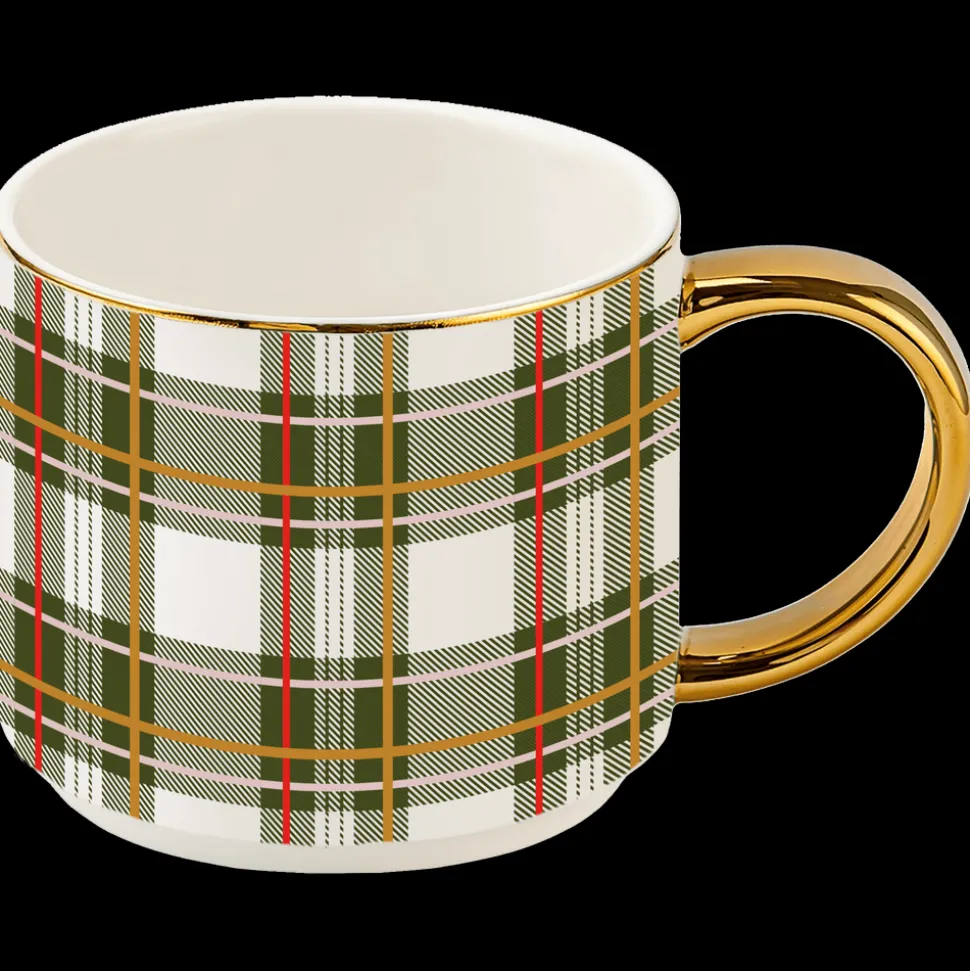 Green Plaid 14 oz Mug