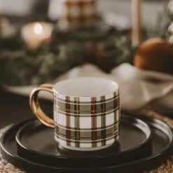 Green Plaid 14 oz Mug