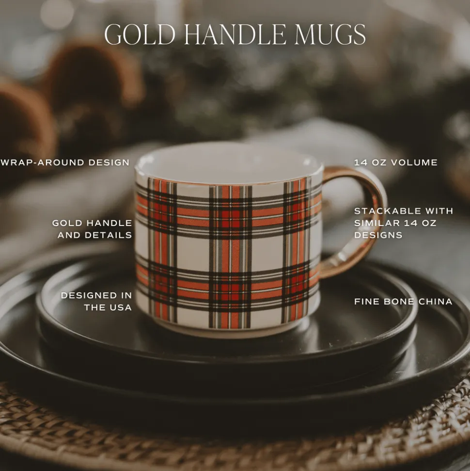 Green Plaid 14 oz Mug