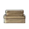 Metal Boxes, Antique Brass Finish, Set of 2