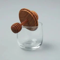 Mini Teak and Glass Honey Jar