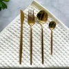 Modern Sleek Gold Flatware, Set of 16