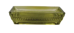 Olive Green Glass Soap Dish – Rectangular with Patterned Rim