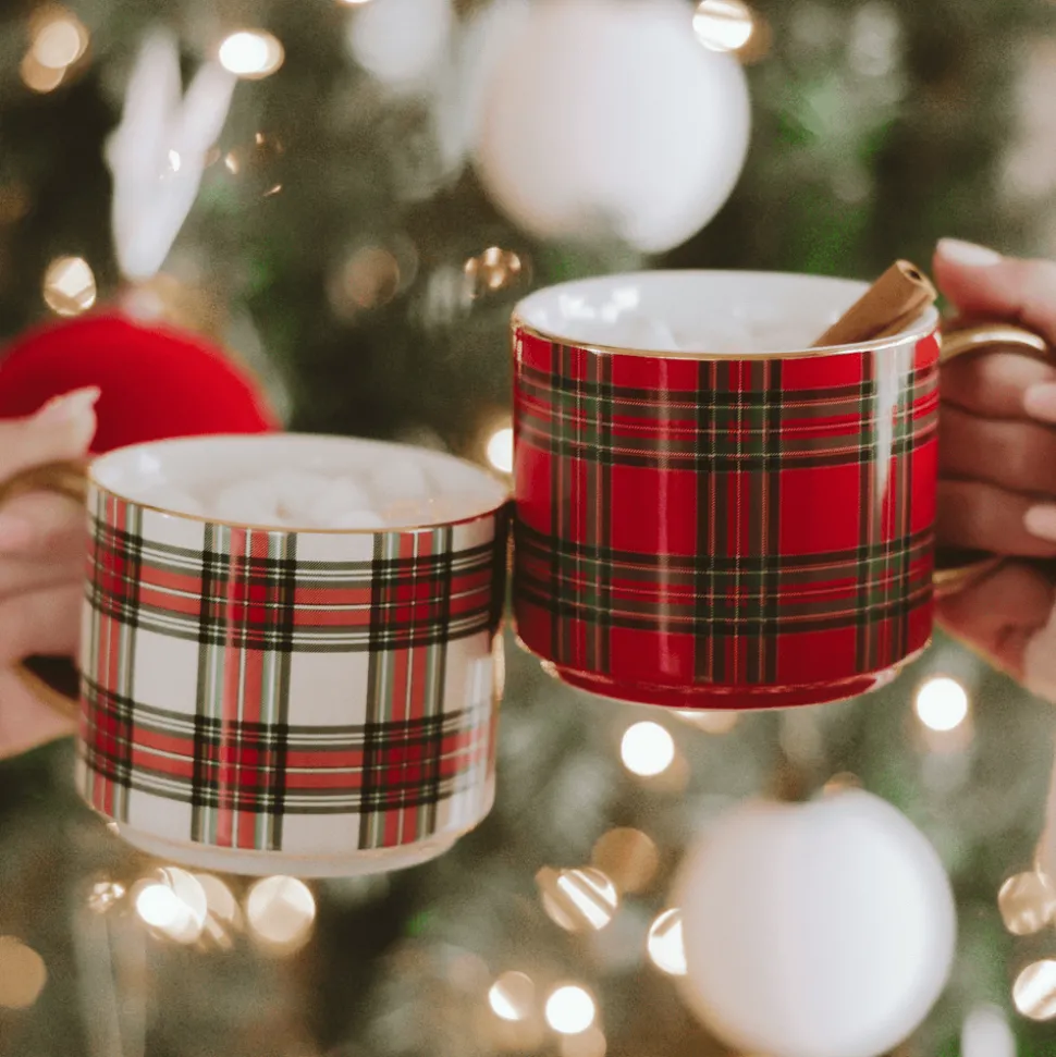 Red Plaid 14 oz Mug