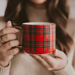 Red Plaid 14 oz Mug