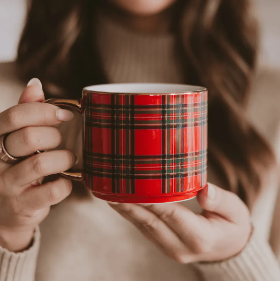 Red Plaid 14 oz Mug