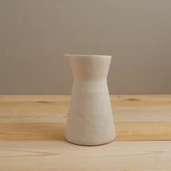 Rugueux Stoneware Carafe Pitcher in Pearl