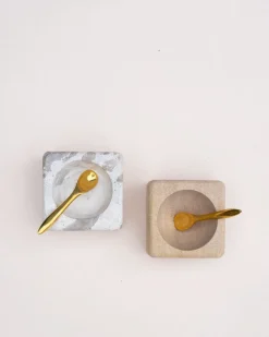 Sandstone Pinch Pots with Brass Spoons