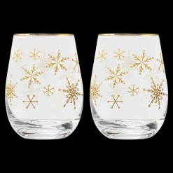 Snowflakes stemless Wine Glass - Set of 2