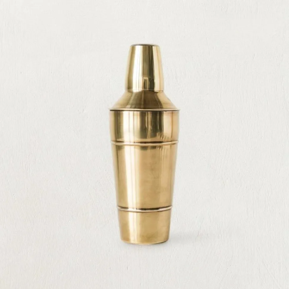 Stainless Steel Cocktail Shaker with Brass Finish