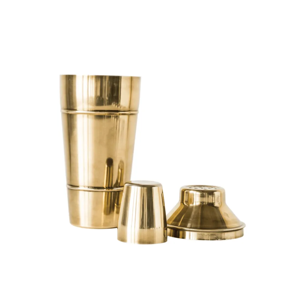 Stainless Steel Cocktail Shaker with Brass Finish