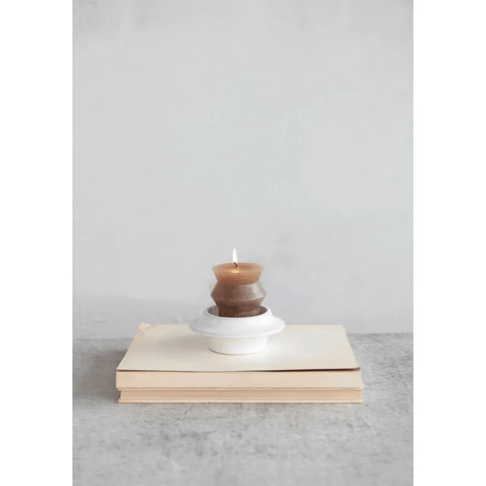 Stoneware Tea Light / Pillar Candle Holder - Sweet Water Decor
