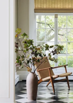 Tall Burgundy Green Faux Chestnut Leaf Branch