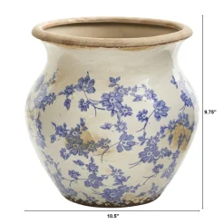 Tuscan Ceramic Blue Scroll Urn Vase