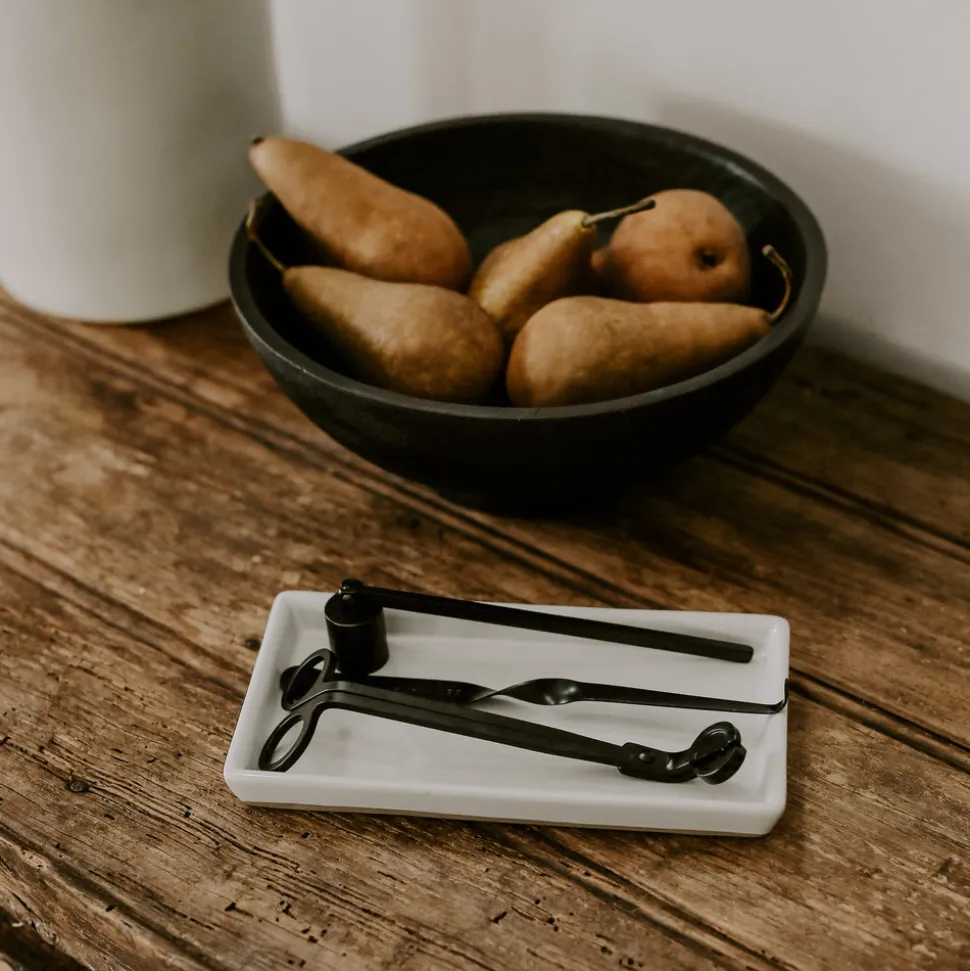 White Stoneware Tray | Soap Dispenser Tray | Sweet Water Decor