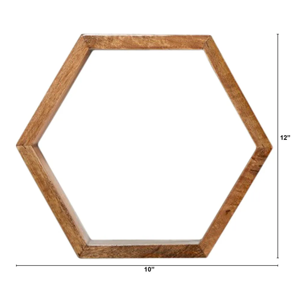 Wooden Hexagon Floating Honeycomb Shelves - Set of 5